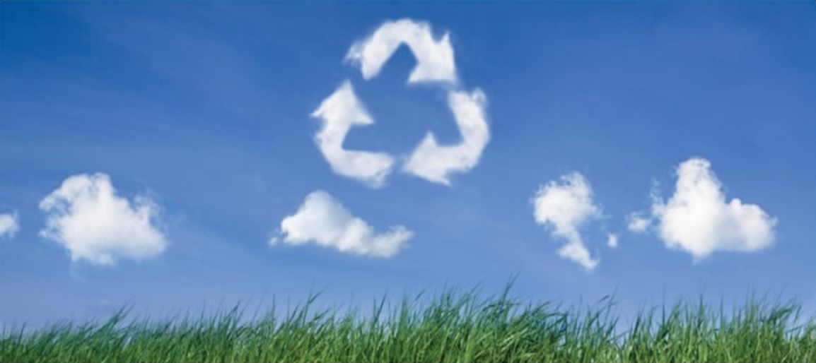Recycling symbol in a green field, sustainable living in Costa Rica